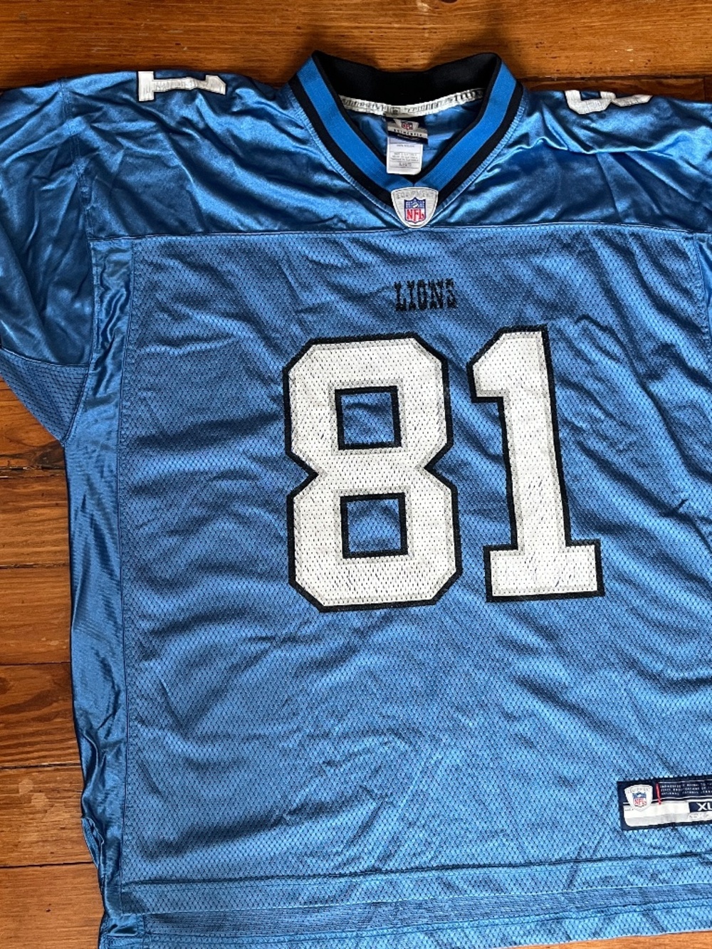 Vintage Reebok Detroit Lions Calvin Johnson Jersey Mens XL NFL Blue On Field